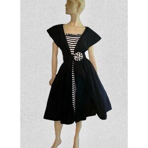 1980s Designer Dress, Size S, Howard Wolf Black & White Paris Chic Dress